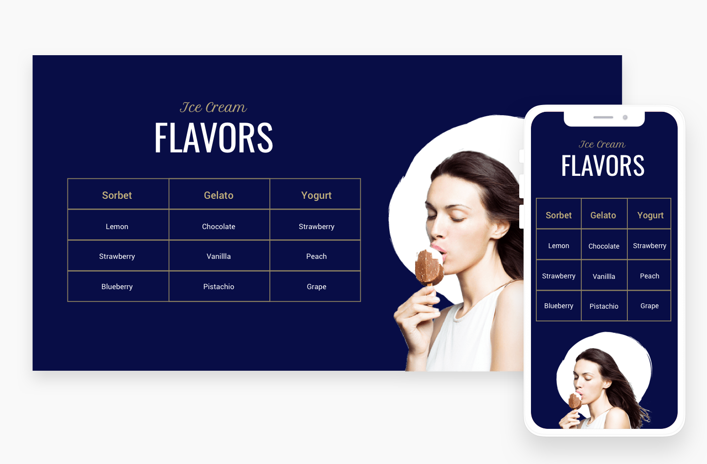 Table widget with data on a live site. Both desktop and mobile views are shown.