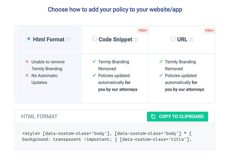 Popup with options listed left to right. Radio button next to each option.